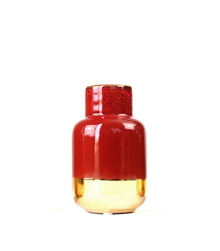 Vaso in ceramica M bicolor rosso e oro