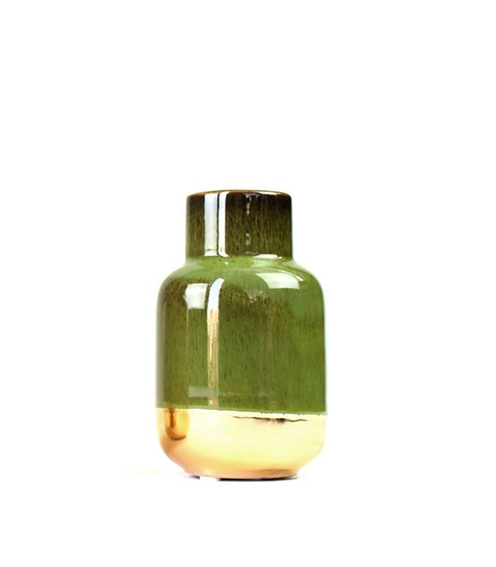 Vaso in ceramica M bicolor verde e oro