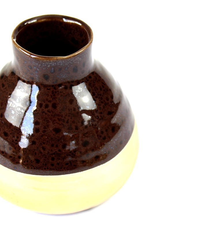 Vaso in ceramica S bicolor marrone e oro