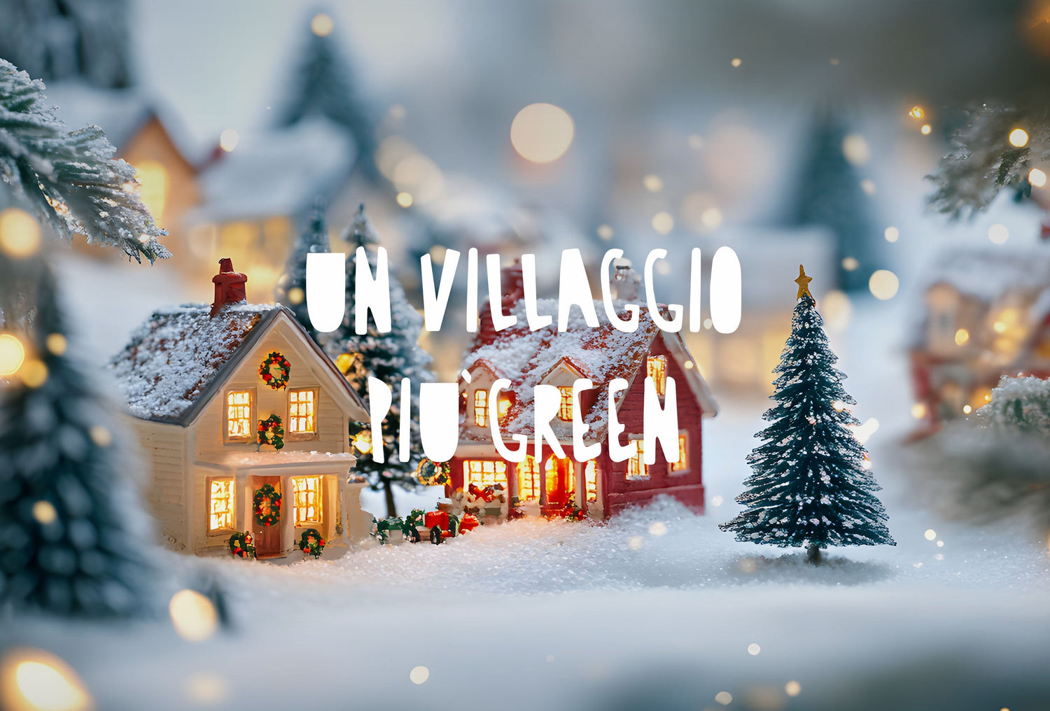 villaggio natalizio innevato