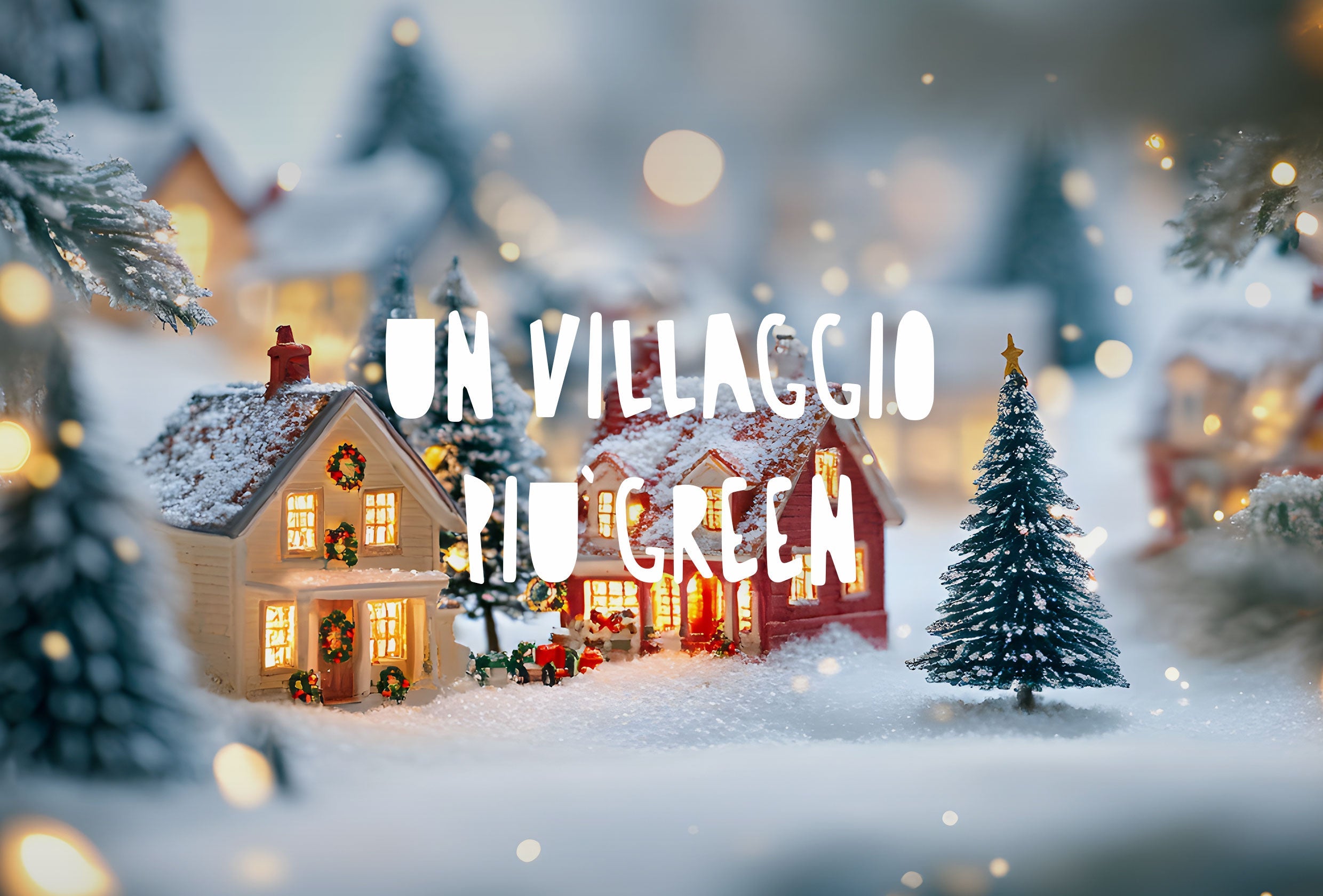 villaggio natalizio innevato
