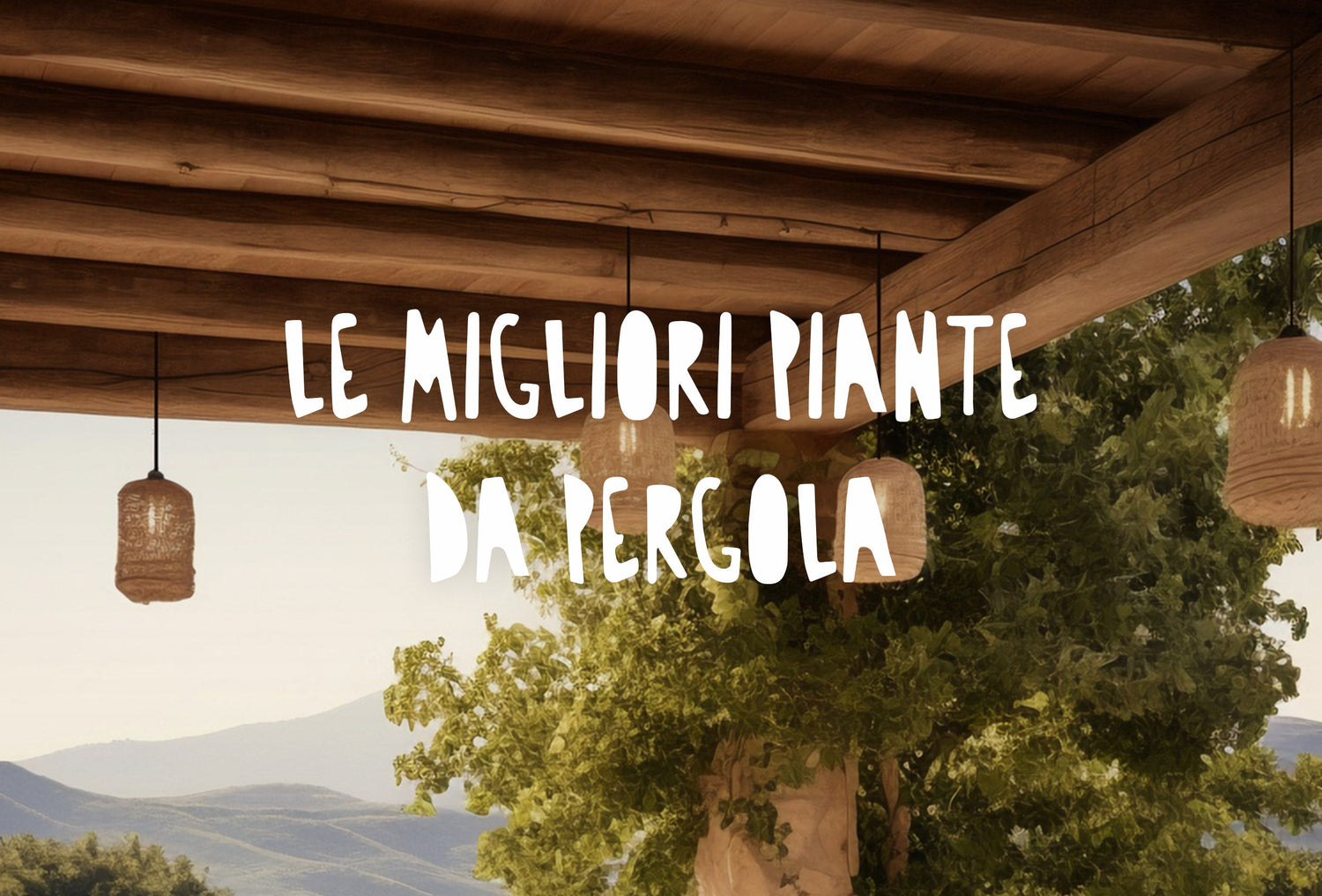 Pergola in legno con piante rampicanti