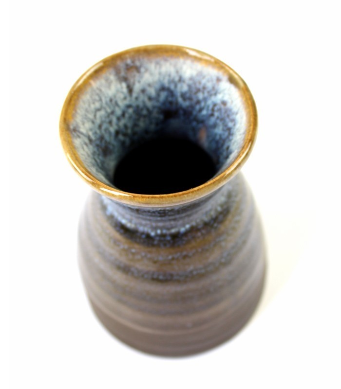 Vaso in ceramica bicolor marrone e blu