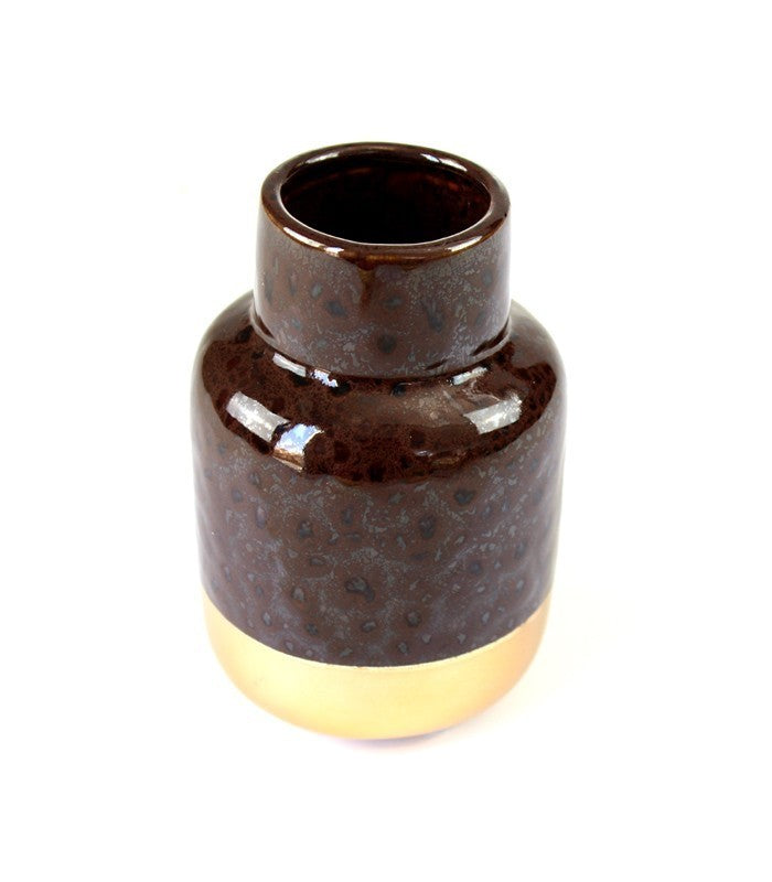 Vaso in ceramica M bicolor marrone e oro