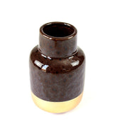 Vaso in ceramica M bicolor marrone e oro