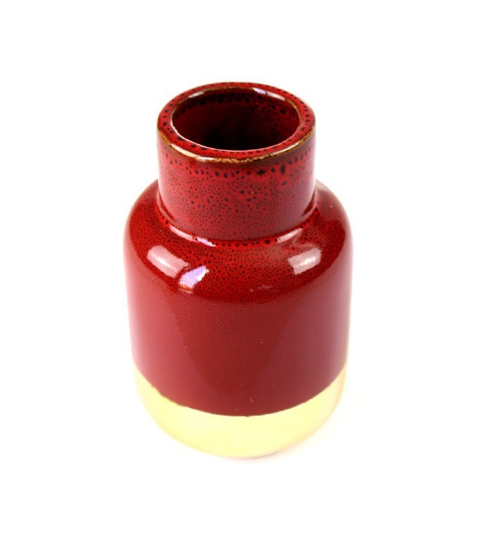 Vaso in ceramica M bicolor rosso e oro