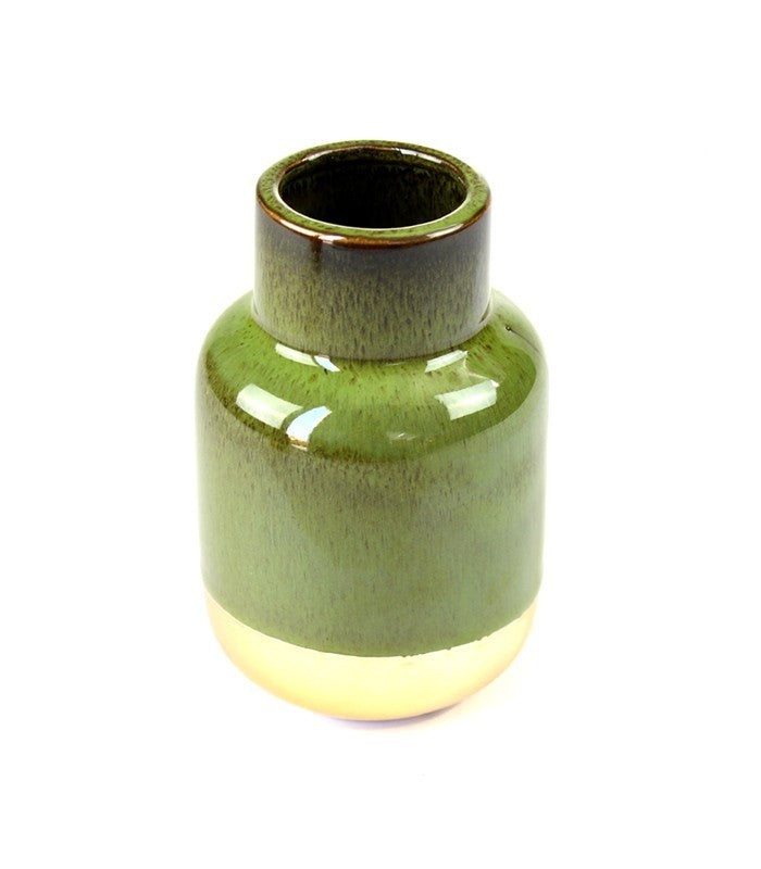 Vaso in ceramica M bicolor verde e oro