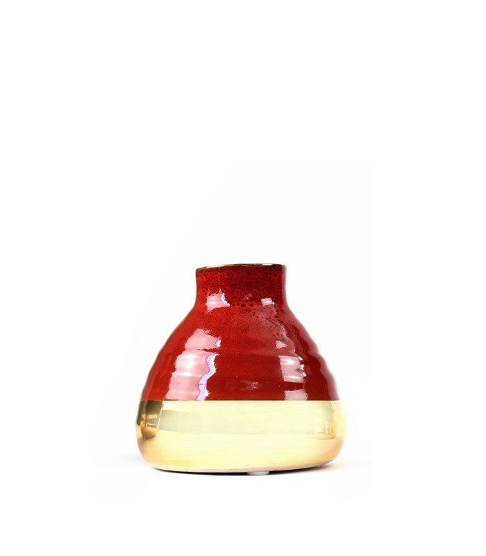Vaso in ceramica S bicolor rosso e oro