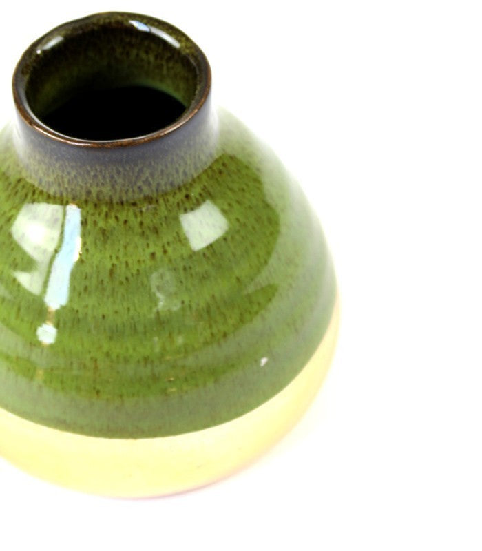 Vaso in ceramica S bicolor verde e oro