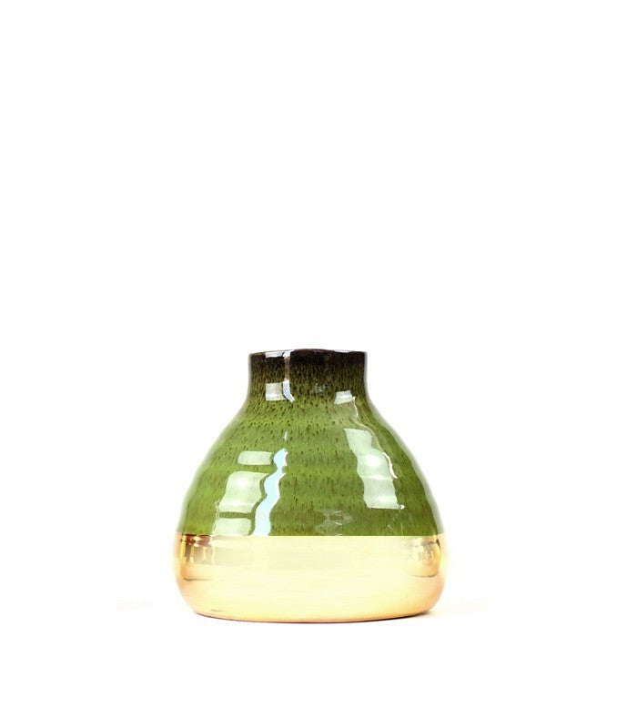Vaso in ceramica S bicolor verde e oro