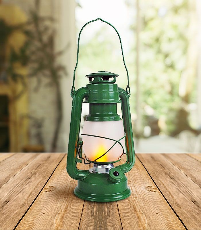 Lanterna verde con effetto fiamma